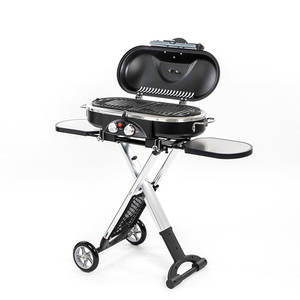 Gril à <span class=keywords><strong>gaz</strong></span> pliant noir moderne de BBQ de camping Équipement de cuisson au propane extérieur <span class=keywords><strong>Valise</strong></span> en fer enduit de poudre pour le camping - Product Image 1