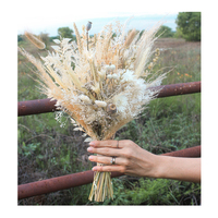 Buket Pernikahan Boho Putih Rumput Pampas Kustom, Bunga Kering Grosir untuk Pengantin