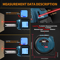 Télémètre laser industriel 3-en-1 avec ruban de mesure, affichage LED, haute précision 2,0 mm, portée 0-40 m, 3000