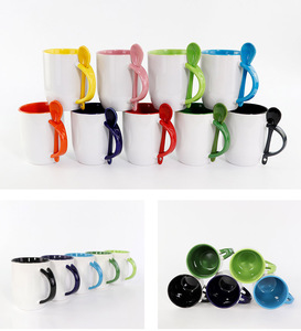 Vente en gros de tasses à sublimation en céramique de 11 oz avec cuillère / Logo <span class=keywords><strong>personnalisé</strong></span> par transfert thermique / Coffret cadeau café / <span class=keywords><strong>Livraison</strong></span> <span class=keywords><strong>rapide</strong></span> - Product Image 5