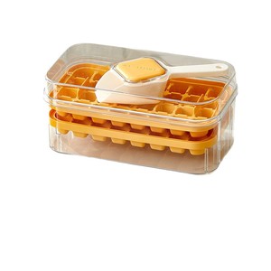 Bandeja para cubitos de hielo cuadrados Hy-66 con tapa y cuchara, plástico ABS de grado alimenticio, apta para congelador, caja de almacenamiento de cocina para hielo casero - Product Image 1