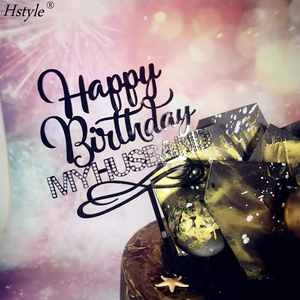 Hstyle nuovo Design <span class=keywords><strong>buon</strong></span> <span class=keywords><strong>compleanno</strong></span> mia moglie <span class=keywords><strong>mio</strong></span> marito Topper torta acrilico strumenti di decorazione PQA096 per la torta decoratori - Product Image 4
