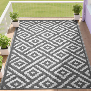 Tapis d'extérieur pliables en polypropylène de haute qualité, imperméables, gris et blancs, pour 4 saisons, en liquidation, pour patio, jardin, véranda, balcon - Product Image 2