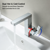 Robinet de lavabo de salle de bain moderne en alliage de zinc et céramique, à montage sur comptoir, avec bec rotatif à 360°, mitigeur monocommande eau chaude/froide, monotrou