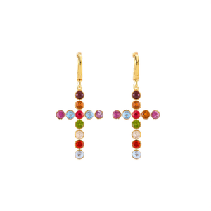 Fashion Drop <b>Earrings</b> 316L Stainless Steel PVD Gold Plating Cross Design Multicolor <b>Studs</b> For Women Jewelry - Product Image 2