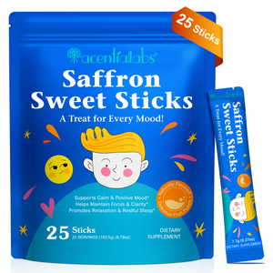Acentiallabs Marque Privée Saveur Naturelle Safran Pixie Sticks 25 Paquets Compléments Alimentaires pour Enfants Équilibre de l'Humeur Boisson pour la Concentration - Product Image 1