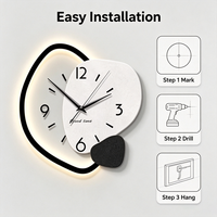 Jam Dinding Abstrak Modern dengan Lampu LED - Jam Seni Tanpa Suara Tanpa Lonceng, Cocok untuk Ruang Tamu dan Kamar Tidur.