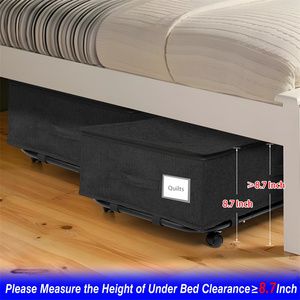 Rangement sous lit avec roulettes, couvercle et support inférieur en métal – Conteneurs de rangement sous le lit, tiroir de rangement, bac organisateur pour vêtements - Product Image 2