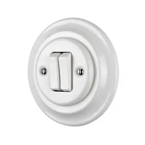 2 Gang one way flush mounted porcelain rocker switch,retro light switch and wall socket