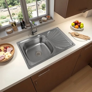 <span class=keywords><strong>Fregadero</strong></span> de Cocina de Acero Inoxidable Prensado, Diseño Cuadrado, Un Solo Orificio, <span class=keywords><strong>con</strong></span> <span class=keywords><strong>Escurridor</strong></span>, para Cocina, OEM - Product Image 2