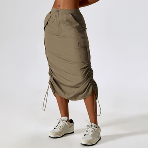 Jupe cargo vintage 2023 pour femme, en crochet, longue, coupe ample rétro avec taille basse et poches, tenue décontractée d'automne - Product Image 4