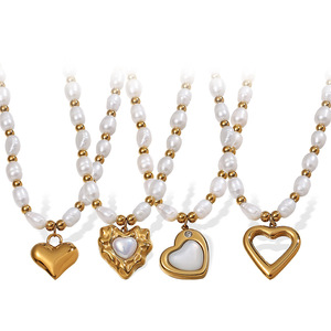 สร้อยคอหัวใจมุกน้ำจืดเกรด AA ดีไซน์ประดับลูกปัดสำหรับผู้หญิงสวมใส่ทุกวัน - Product Image 5