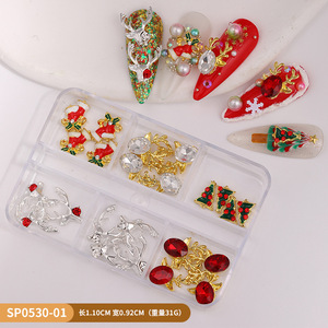 Décorations 3D en alliage métallique pour <span class=keywords><strong>nail</strong></span> <span class=keywords><strong>art</strong></span>, motifs sapin de Noël, cadeau, gant, Père Noël, flocon de neige, renne, pour manucure DIY de Noël, vente en gros, OEM, ODM - Product Image 3