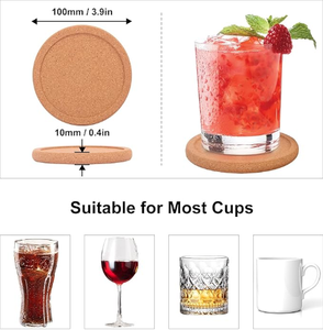 Sous-verres en liège pour boissons Sous-verres vierges absorbants pour lèvres résistants à la chaleur pour porte-verre à vin pour projets de bricolage artisanaux - Product Image 2