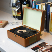 Tourne-disque vinyle portable vintage multifonction rétro BT LP avec haut-parleur sans fil