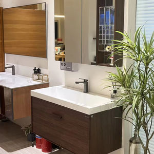 Meuble-lavabo mural moderne pour salle de bain |   Armoire en aluminium nid <span class=keywords><strong>d</strong></span>'abeille |   Évier en céramique simple et option miroir intelligent - Product Image 2