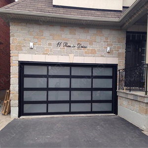 <span class=keywords><strong>Porte</strong></span> <span class=keywords><strong>de</strong></span> <span class=keywords><strong>garage</strong></span> sectionnelle en verre à vue complète en aluminium noir moderne, <span class=keywords><strong>type</strong></span> tendance, automatique, électrique, télécommandée - Product Image 2