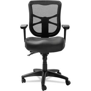 Alera EL4215 Elusion Series Chaise de bureau multifonction en cuir noir à dossier moyen avec design en maille - Product Image 2