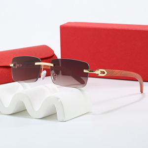2025 New Arrival Luxury Brand Square Designer <strong>Sunglasses</strong> Buffalo Horn Frames Uv400 <strong>Rimless</strong> <strong>Sunglasses</strong> - Product Image 3