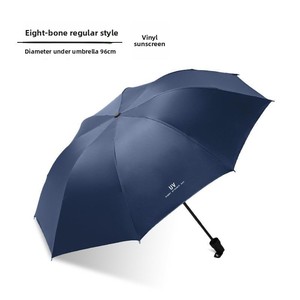 Parasol de protection UV manuel compact Design classique Parapluie <span class=keywords><strong>à</strong></span> trois plis avec revêtement noir et contrôle manuel Cadeau d'affaires - Product Image 5