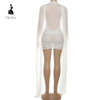 Nouvelle Robe Plissée Transparente en Maille Sexy sans Manches pour Femme Printemps/Été, Mini-Robe de Soirée Moulante Froncée à Nouer sur le Devant