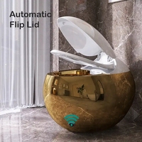 Nouvelle toilette intelligente de luxe, style créatif, ronde, en céramique, avec finition dorée, électro-plaquée