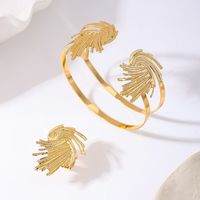 Nouveauté 2024, bijoux de mode bohème, bracelet ouvert en alliage métallique couleur or, ensemble de bagues pour femmes et hommes