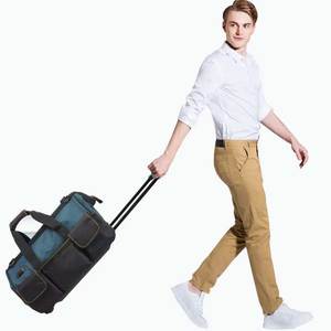 Custom Professional Plumber & Electrician Heavy Duty Waterproof Rolling <b>Trolley</b> <b>Tool</b> Bag Wheels 150 lb Capacity Multifunctional - Product Image 1