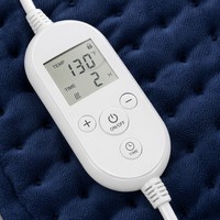 Coussin chauffant électrique de luxe bleu marine OEM/ODM 12*24 pouces avec contrôleur numérique LED, 6 niveaux de chaleur et protection contre la surchauffe