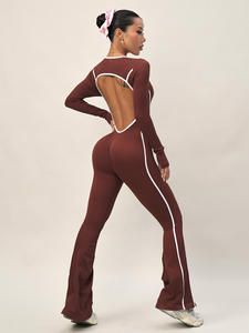 Roupas Esportivas Femininas Macacão de Yoga de Uma Peça Secagem Rápida Sem Costura Decote Ombro a Ombro Alça Fina Colorido - Product Image 2