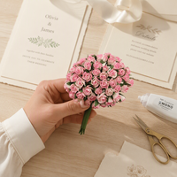 50 mini-roses artificielles roses en papier de mûrier pour scrapbooking, mariage, artisanat et décoration de cartes