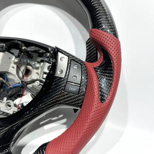 Volant en fibre de carbone bicolore équipé de LED, design <span class=keywords><strong>rouge</strong></span> <span class=keywords><strong>vin</strong></span> et noir pour Lexus GS ES IS NX GX RX IS250 RC300 RC350 ES250 - Product Image 3