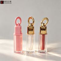 Conteneur vide pour gloss à lèvres de 4 ml, bouchon à vis en plastique, tube de gloss à lèvres rose rouge personnalisable, flacon d'huile à lèvres, logo personnalisé