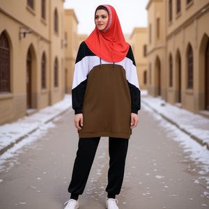 Ensemble deux pièces décontracté pour femmes Nestrue Sports, taille plus, polaire d'hiver, abaya, survêtement, couleur personnalisée, service ODM OEM - Product Image 2