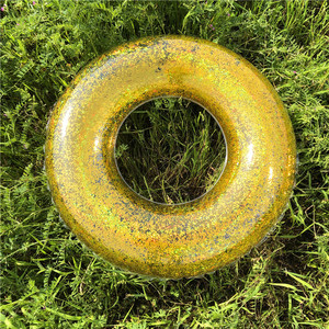 Qilang <b>Inflatable</b> Swimming Ring Sequined Transparent Child Water Sports <b>Float</b> 11 Random Color Mixing Solid Pattern - Product Image 2