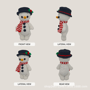 Figurine de bonhomme de neige en coton crochetée à la main, accessoire <span class=keywords><strong>photo</strong></span> de Noël mignon et original, adorable cadeau de Noël tricoté - Product Image 3