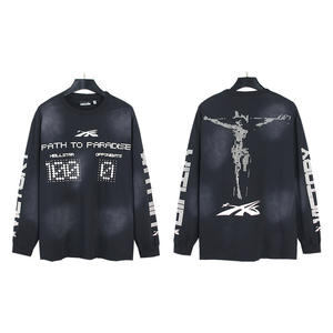 Camiseta de Hombre de Algodón 100% Tejido, Estilo Retro con Estampado Completo, Manga Corta Holgada, Marca Americana de Moda, Estilo Urbano, con Diamantes, Marca Angel - Product Image 6