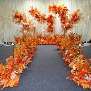 Arrangement floral de mariage en <span class=keywords><strong>soie</strong></span> orange brûlé, style automne, pour la décoration de fond de scène - Product Image 6