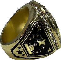 Fantaisie Hommes Personnalisé 24K Plaqué Or En Acier Inoxydable Encart Football Honneur Championnat Football Prix Trophée Cadeau Anneau