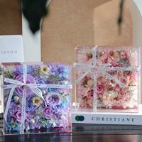 Geconserveerde roos cadeaudoos vierkante acryl doos eeuwige bloem voor Valentijnsdag bruiloft vriendin cadeau