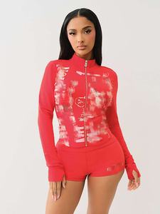 ชุดกีฬา G00014S 2ชิ้นมีซิปแขนยาวและกางเกงขาสั้นสำหรับผู้หญิงใส่ในฤดูร้อน2025 - Product Image 6