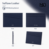 Porte-cartes en cuir fin Saffiano avec logo personnalisé, étui pour cartes de crédit, portefeuille pour marques de vente en gros et au détail, cadeaux d'entreprise et OEM
