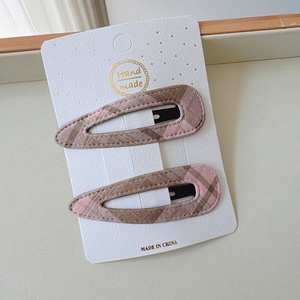 Coppia di fermagli quadrati in tessuto scozzese per bambine, fermagli laterali stile preppy, fermagli per capelli corti, fermagli posteriori alla moda, fermagli per capelli da donna fatti a mano, primaverili - Product Image 5