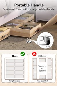 <b>Pack</b> Brown Solid Wood Bed Storage Drawers Lids Handles-Divided Underbed Cabinet Closet Wooden <b>Crate</b> Organizer Clothes-Fit Bed - Product Image 4