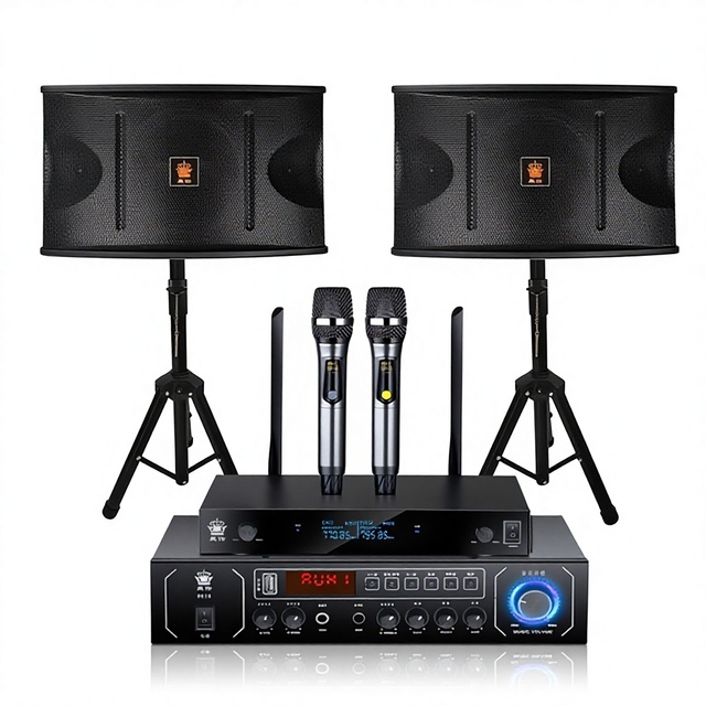 Home KTV Song Request Audio Set for Smart Karaoke TV Singing Speaker with Wood Material 10" Speakers for 3.5mm Connection