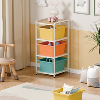Système modulaire Armoire à tiroirs en plastique avec panier amovible pour rangement de jouets pour enfants