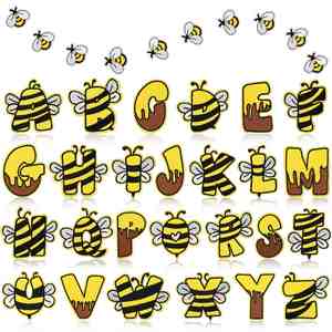 Stock Cute 5.5cm Honeybee Printed Twill Embroidery Letter Patch for Kids Clothing Bags - Product Image 2