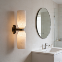 Applique murale LED de luxe Tyson Linear en marbre d'albâtre espagnol et cuivre, pour la décoration intérieure, les hôtels, les passages et les couloirs