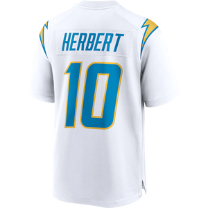 Maglia da Football Americano 2025 di Alta Qualità, Cucita, Numero 10 Justin Herbert, Bianco Blu Navy - Product Image 5