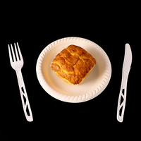 Ensemble de couverts jetables biodégradables en PLA CPLA, couteau, fourchette et cuillère, emballés individuellement, sans danger pour les aliments